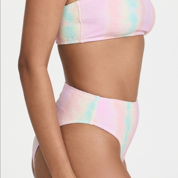 Leslie Amon Carla Bikini Top / High Waisted Bikini Bottoms Rainbow Crinkle - M - Picture 5 of 12